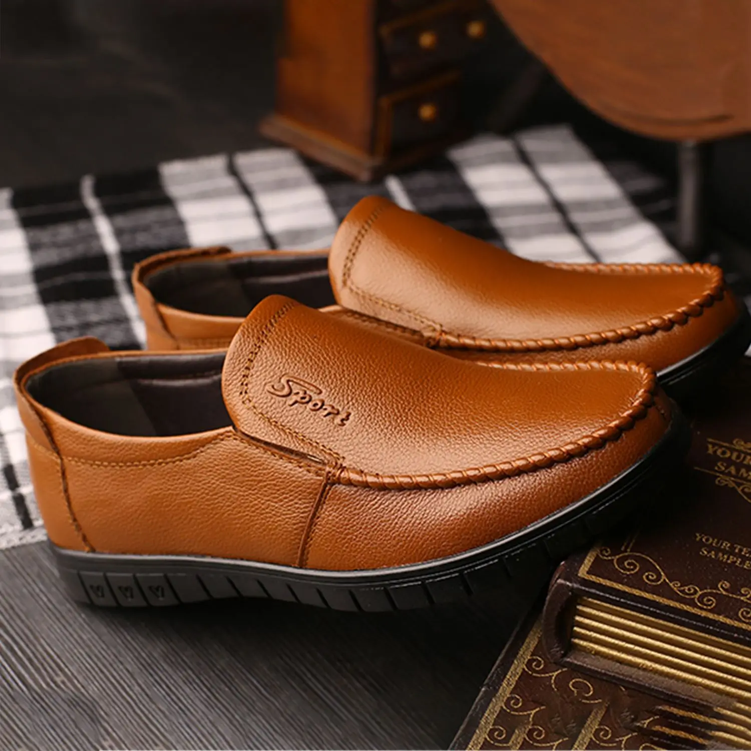 HEBA Men Soft Leather Loafers Spring Summer Male Casual Shoes Genuine ...