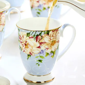 

300ML, Bone china floral coffee mug, ceramic taza cafe thermo mug, milk cup the right cup, espresso tumbler for house decoration