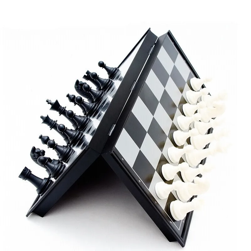 Портативная Магнитная черная и белая шахматная Складная шахматная доска для детей интеллектуальное Упражнение игра шахматы подарок