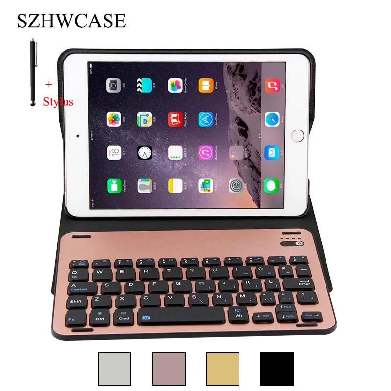 

For iPad Mini 1 2 3 Wireless Bluetooth Keyboard Case For iPad Mini 1/2/3 Tablet Flip Leather Stand Cover Capa Fundas+Stylus