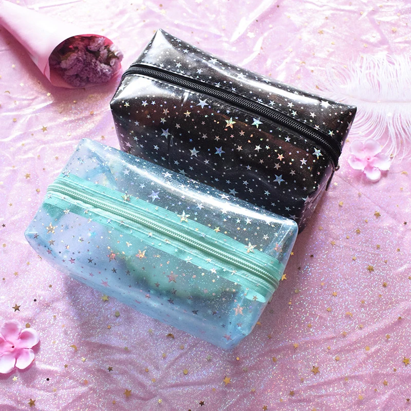 eTya Travel Transparent Cosmetic Bag Women Paillette PVC Small Makeup Bags Wash Pouch Beauty Organizer Storage Case Toiletry Bag