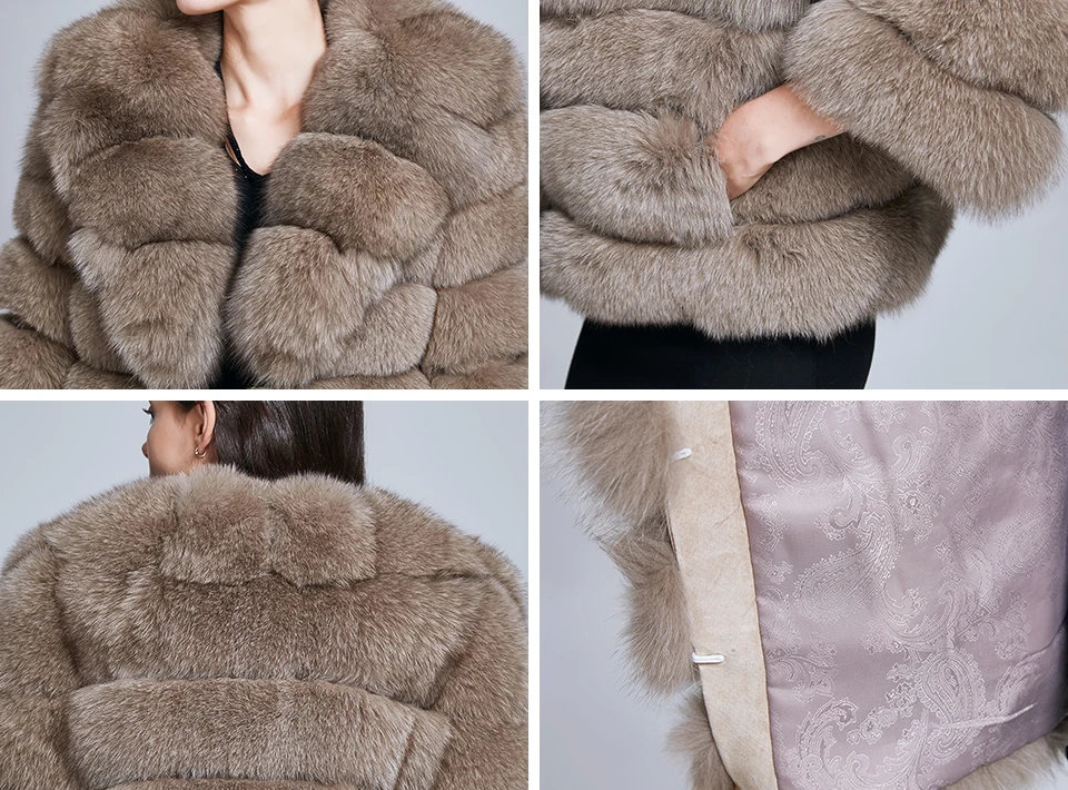 ZIRUNKING женские модные пальто из натурального Лисьего меха женская теплая натуральный Лисий Меховая куртка Верхняя одежда зимняя плотная верхняя одежда ZC1729