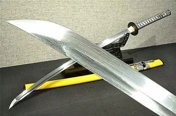 

Japanese Sword Samurai Katana Folded Damascus Steel Blade Sharp Wood Sheath
