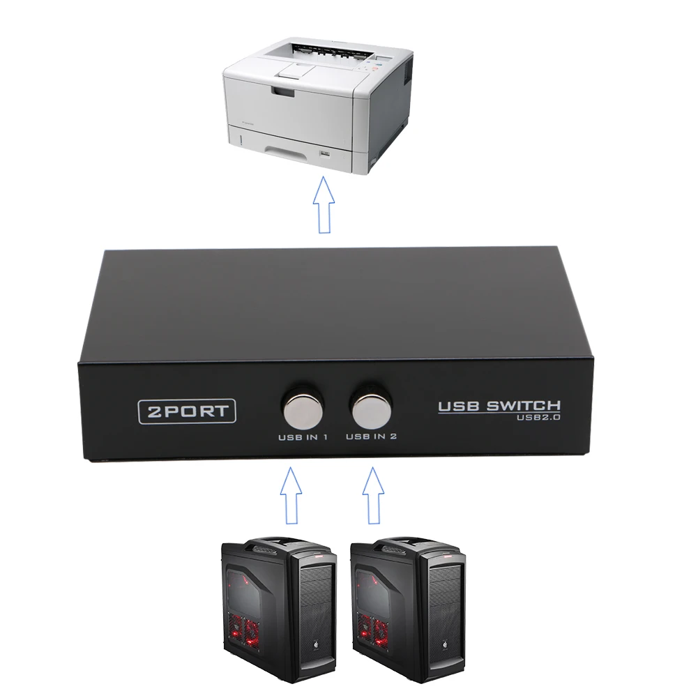 2 Порты USB2.0 коммутатор совместное устройства коммутатор адаптер Box для принтера сканера ПК