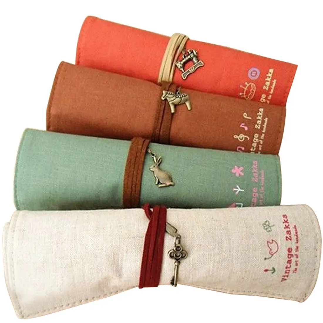 

Fashion Canvas Wrap Roll Up Pen Brushes Makeup Case Bag Pouch Holder