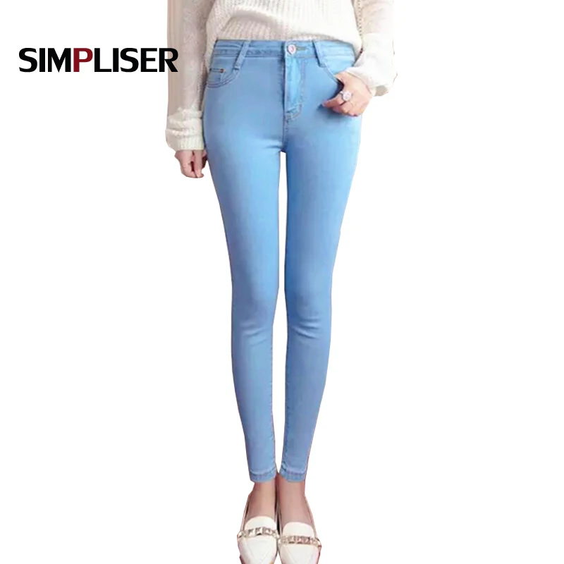 

High Stretch Women Jeans Pencil Pants Denim Blue Skinny Jeans Leggings Black Grey Hip Push Up Jeans Trousers Plus Size 33 34
