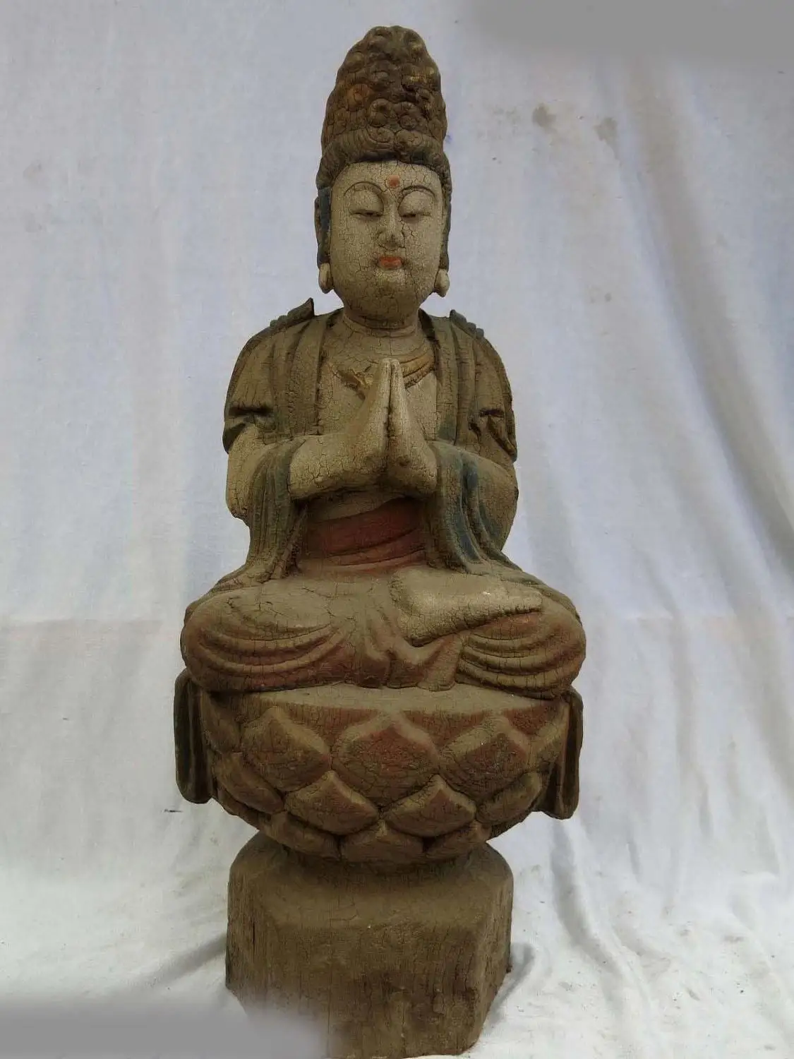

22" China old wood handwork carved finely Shakya Mani buddha Sculpture statue