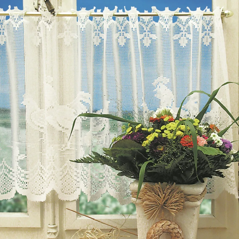 cock animal polyester lace kitchen curtains set cafe curtain window short curtains for living room or cafe room free shipping