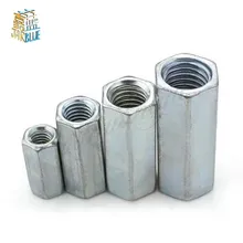 5Pcs M6 M8 M10 M12 Rod Coupling Hex Nut Galvanized Long Hex Nut Connection Thread Nut