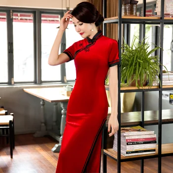 

Shanghai Story Red Long Cheongsams qipao dress chinese traditional dress Vintage national trend oriental dresses