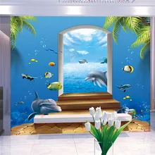 QINGCHUN пользовательские 3D ткань и текстильные обои для стен тканевые фотообои матовый шелк для гостиной океан животное Дельфин пейзаж