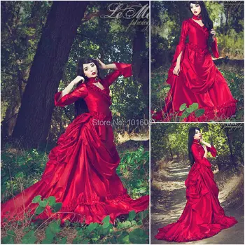 

2017 new Victorian Corset Gothic/Civil War Southern Belle Ball Gown Dress Halloween dresses US 4-16 R-076