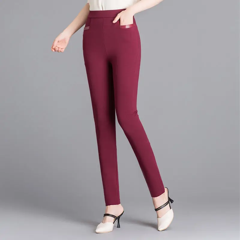 M-4XL весна и осень стиль, женские брюки, женские с высокой талией, черные и белые брюки, толстый размер, тонкие брюки-карандаш