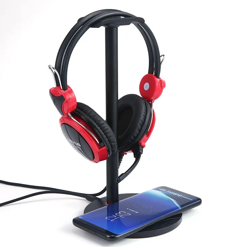 Aluminum 2 in1 Headphone Stand with Wireless Qi Fast Charging Dock for iphone 8 Headset Mount
