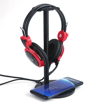 

Aluminum 2 in1 Headphone Stand with Wireless Qi Fast Charging Dock for iphone 8 Headset Mount Headphones Holder Rack Hanger