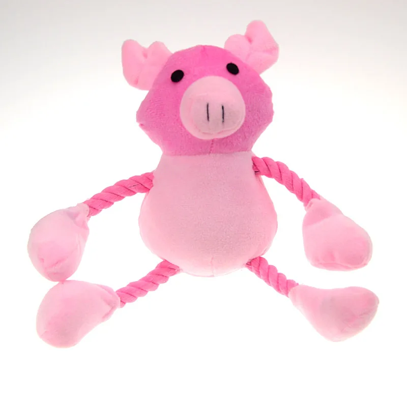 Короткая плюшевая игрушка-пищалка для собак, товары для домашних животных, хорошее качество, плюшевая игрушка-лягушка, производство щенков, игрушки для больших собак - Цвет: pink pig