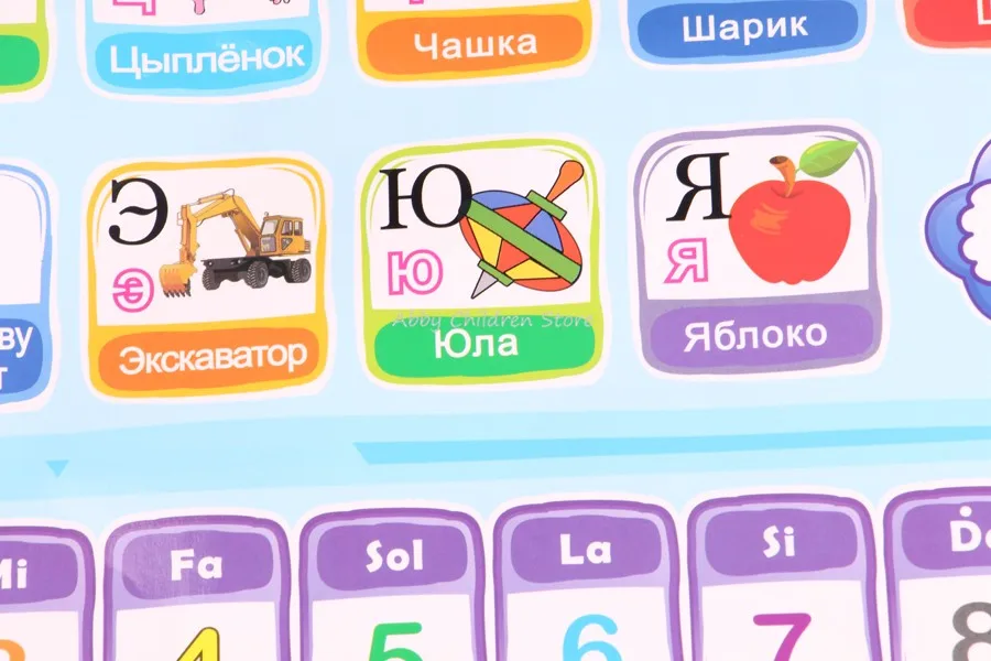 Abbyfrank Русский Английский вокальный игрушки обучения Электронные детские музыкальные игрушки развивающие фонетические диаграмма рано