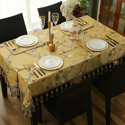 Luxury European Jacquard Tablecloth with Pendant Tablecloth for Home decoration dining kitchen accessories New Year's tablecloth