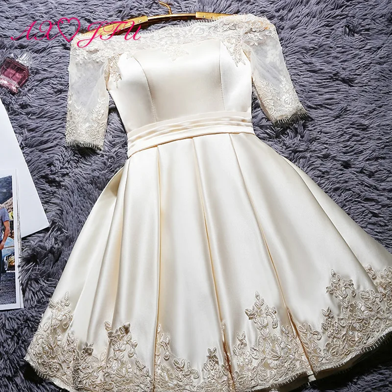 AXJFU/кружевное вечернее платье цвета шампанского; винтажное белое короткое вечернее платье принцессы; красное вечернее платье с вырезом лодочкой и цветком