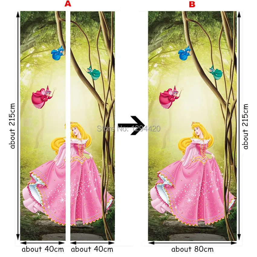80*215 см 3d дверная Фреска принцесса настенные наклейки милый Белоснежка мультфильм плакат девушка украшение комнаты сказка виниловые обои