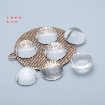 

14mm Round Dome Clear Glass Cabochon Cameo Cabochon Setting for Jewelry Making 50pcs 7680