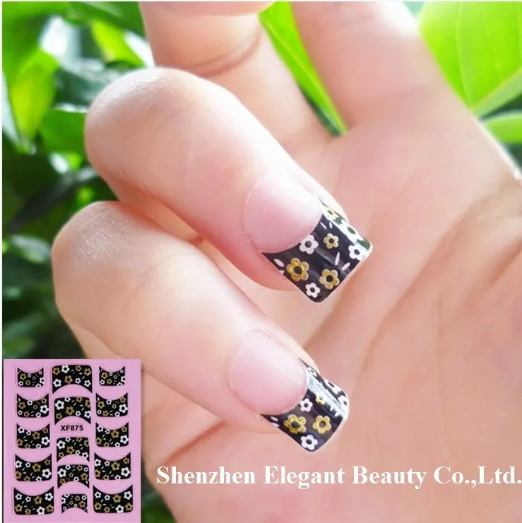 Новое поступление XF875-XF878 серийный стикеры 3D на ногти Nail Art уплотнение Французский маникюр 500 шт./лот EMS/DHL/UPS/TNT