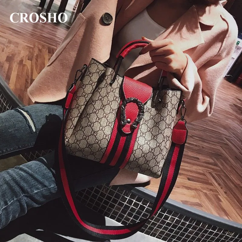 

CROSHO Tiger Head Color Matching Hand Small Square Bag Lading Shoulder Crossarm Composite Bags
