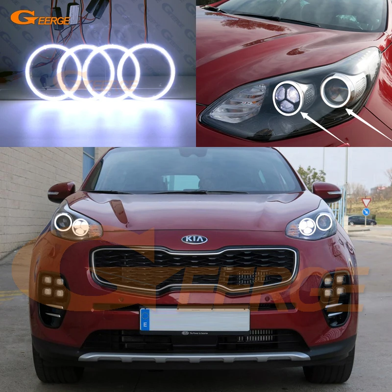 

For Kia Sportage KX5 2016 2017 Excellent angel eyes Ultra bright illumination COB led angel eyes kit halo rings