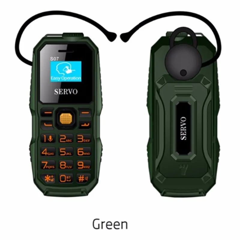 Сервопривод S07 супер мини мобильный телефон 0,6" крошечный Экран набиратель номера через Bluetooth наушники маленький Dual SIM карты мобильного телефона PK BM50 BM70 KK1 - Цвет: Green