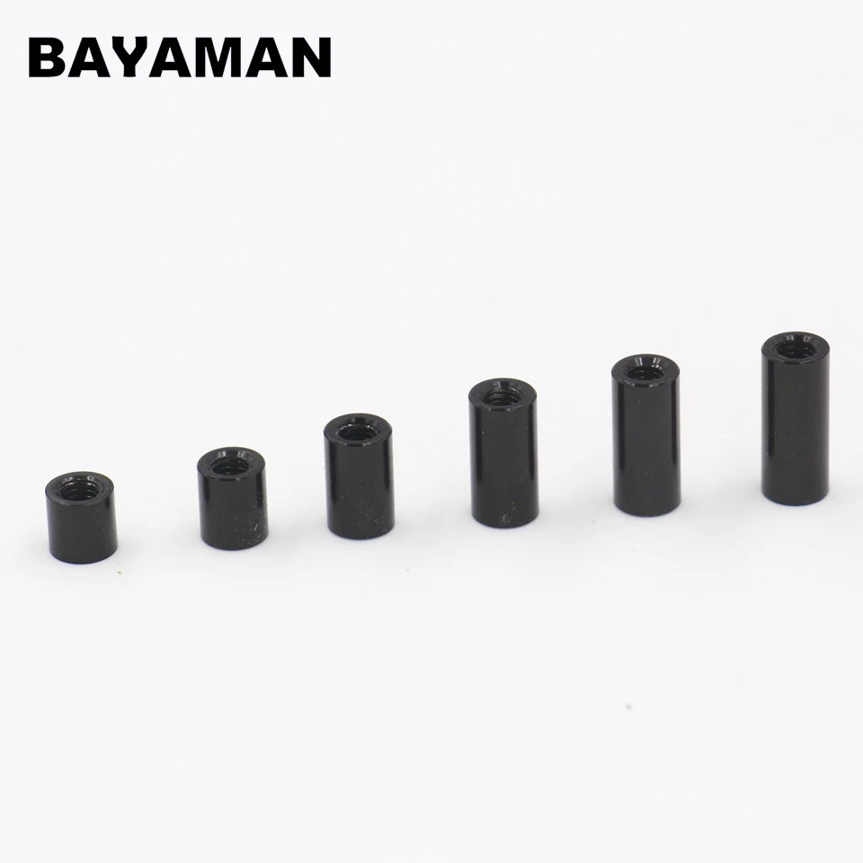 

10pcs m3 Aluminum Cylindrical column Pillar black long nut for DIY mini drone quadcopter