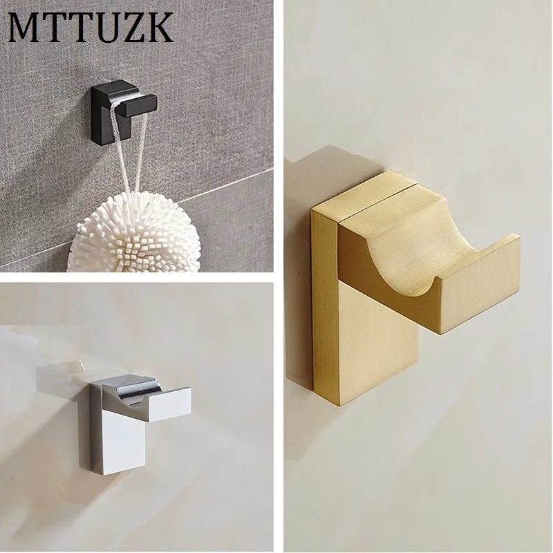 MTTUZK Solid brass Brushed Gold Hanger &amp Towel Coat Robe Hook Bathroom Hooks Wall Mount door rear hook for cap coat Clothes |