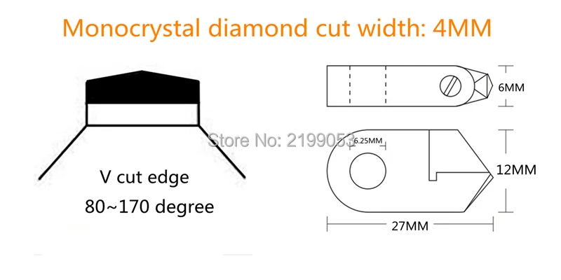 Posalux Тип алмазные инструменты V-cut 80 градусов ~ 170 градусов монокристаллический Алмазный cut ширина 4 мм