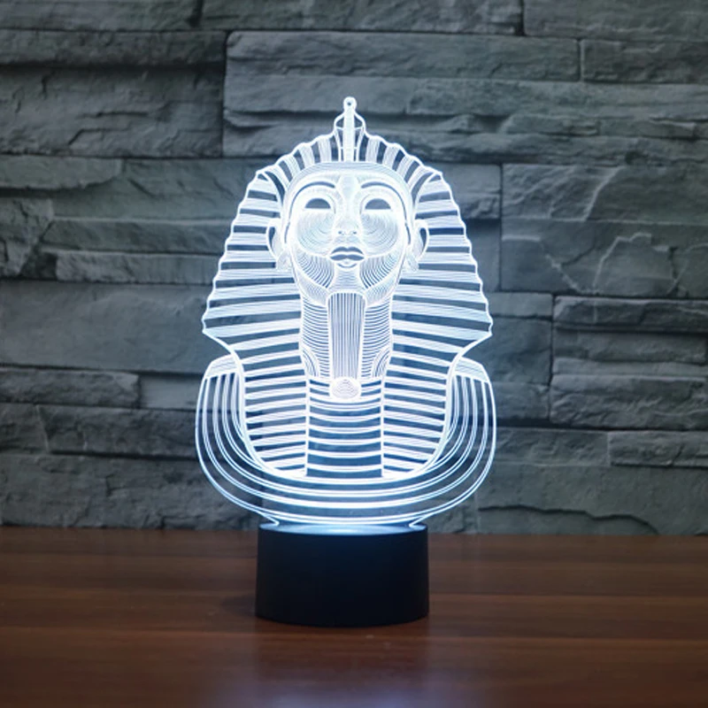 

7 Color Changing Mood Table Lamp Visual 3D USB LED Egyptian Sphinx Pharaoh Sleeping NightLight Lighting Kids Toys Christmas Gift