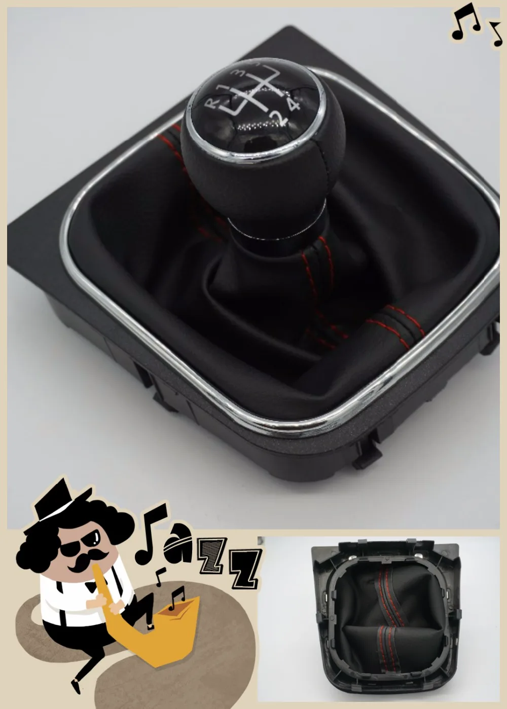 FAT fast shipping New 5 Speed Gear Shift Knob With Leather Boot Golf 5