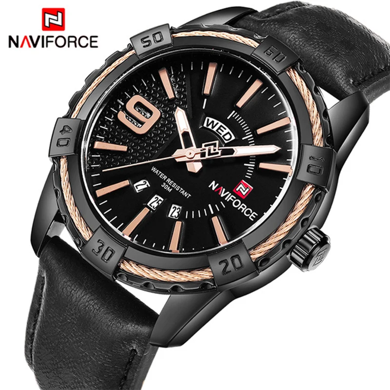 Часы наручные NAVIFORCE Мужские кварцевые люксовые брендовые модные повседневные