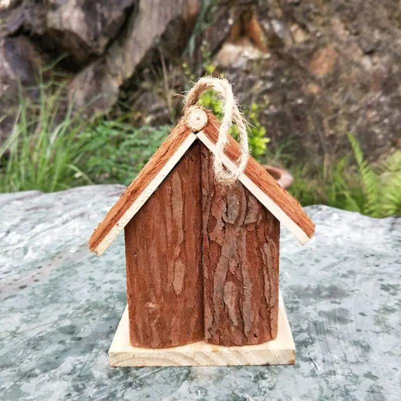 para mantener el pájaro caliente caja de nido colgante a prueba de humedad exterior Birdhouse Garden Patio nido decorativo Con abertura Mini casa de madera de nidos de pájaros textura suave