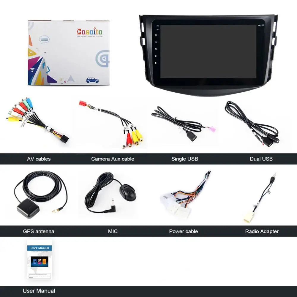 Clearance Fongent 8" Android 9.0 Unit Car Multimedia for Toyota RAV4 Radio 2009 2010 2011 2012 Bluetooth GPS Navigator 1 Din HDMI 5