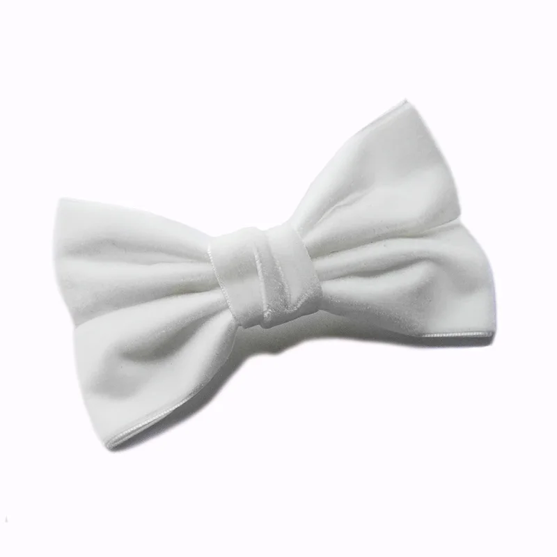 8 white velvet hair bows