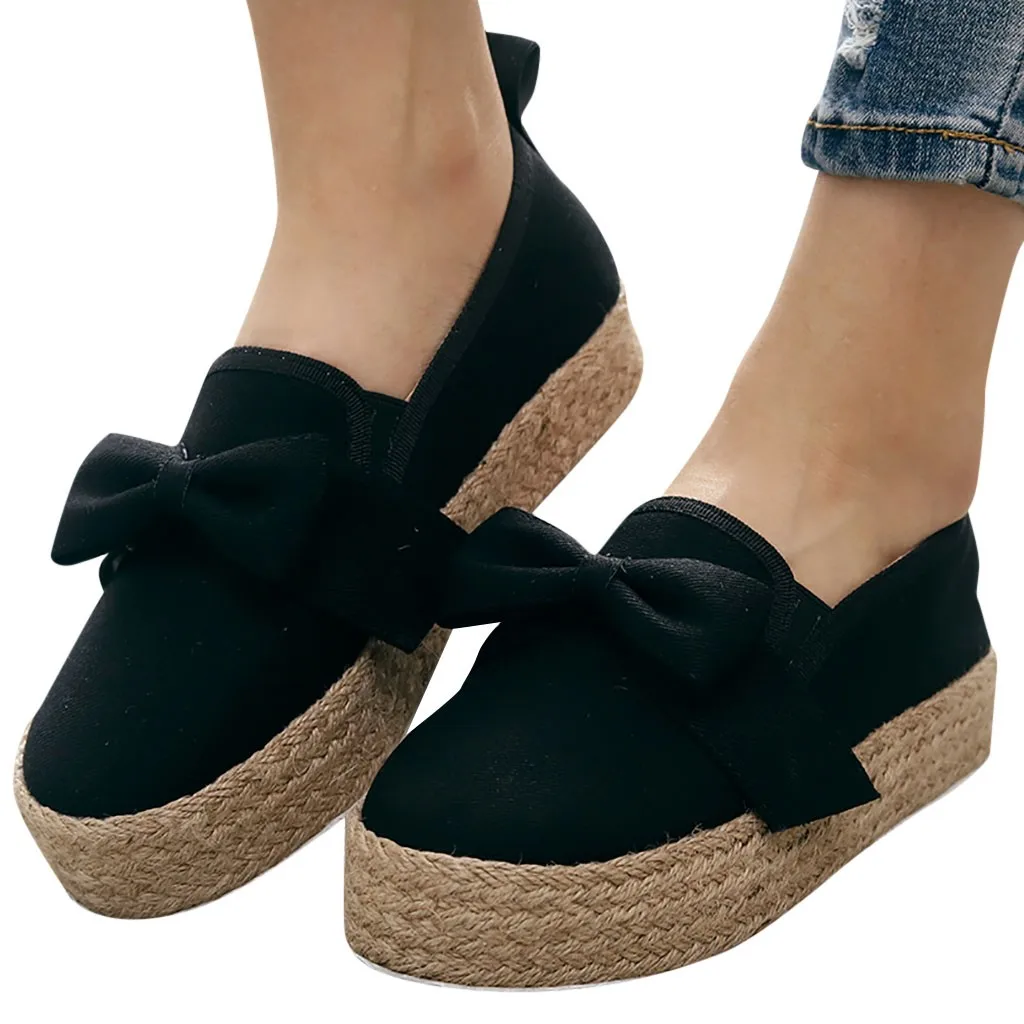 

black Ethnic style fashion canvas shoes Women Thick Bottom Platform Shoes Casual Students Roman Large Size Single Shoes #smt