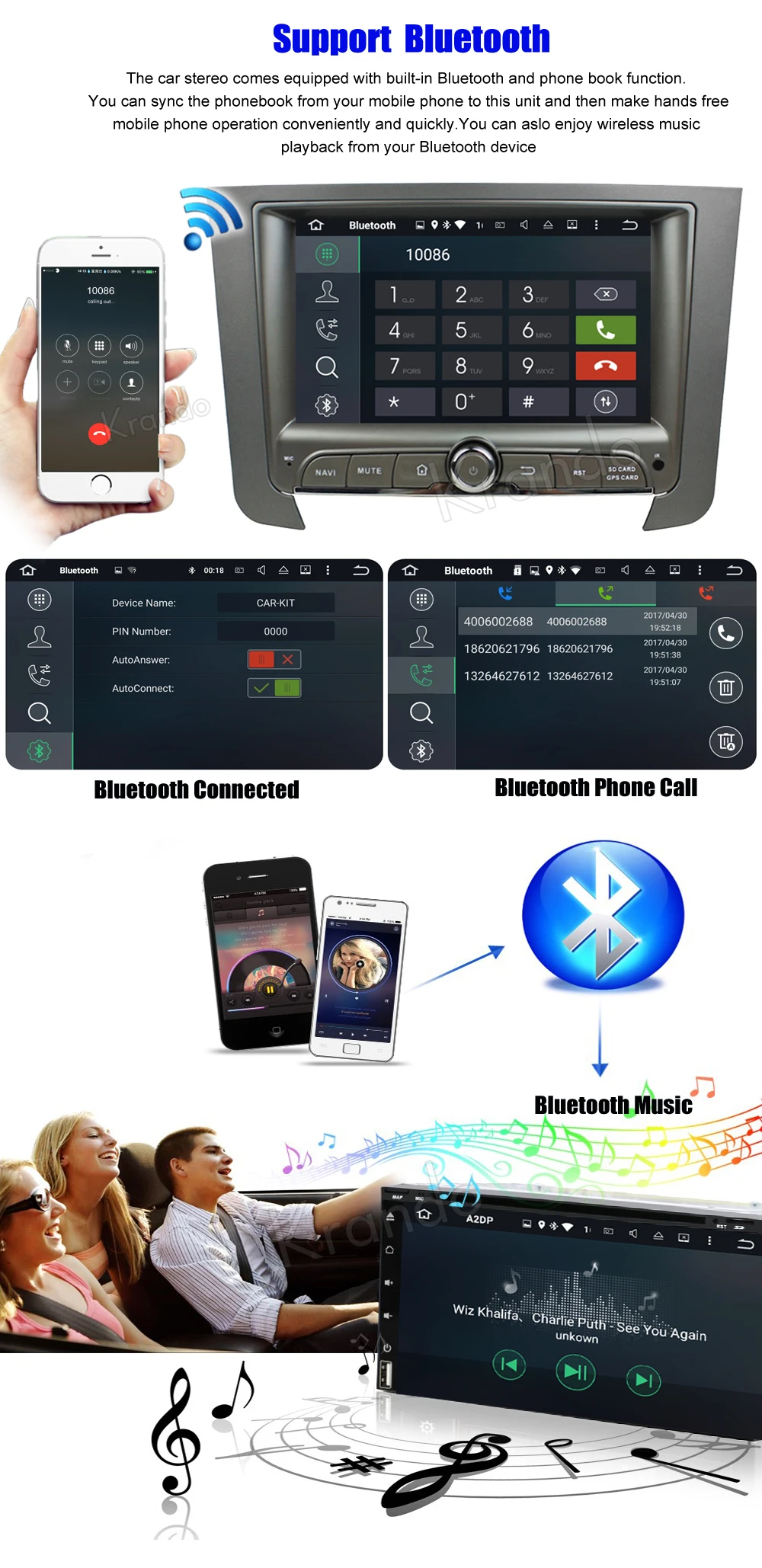 Krando Android car radio gps  for Rexton 2014+ navigation multimedia system (5)