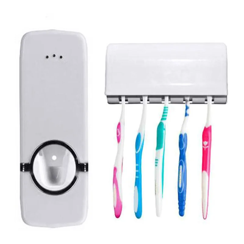 

Bathroom Accessories Set Tooth Brush Holder Automatic Toothpaste Dispenser Holder Toothbrush Wall Mount Rack 2 color