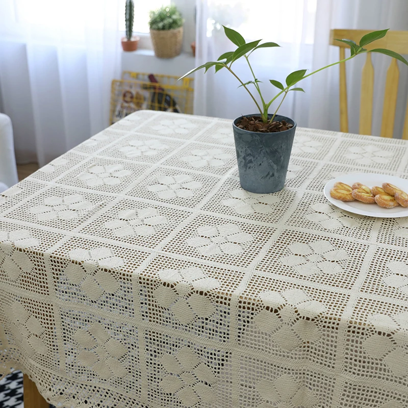 

Simanfei Wedding Table Cloth Crochet Round & Rectangular Table Cloth Embroidery Tablecloth Christmas Dinning Table Cover