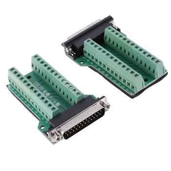 

1pc New DB25 D-SUB Female 25Pin Plug Breakout PCB Board 2 Row Terminals Connectors Hot