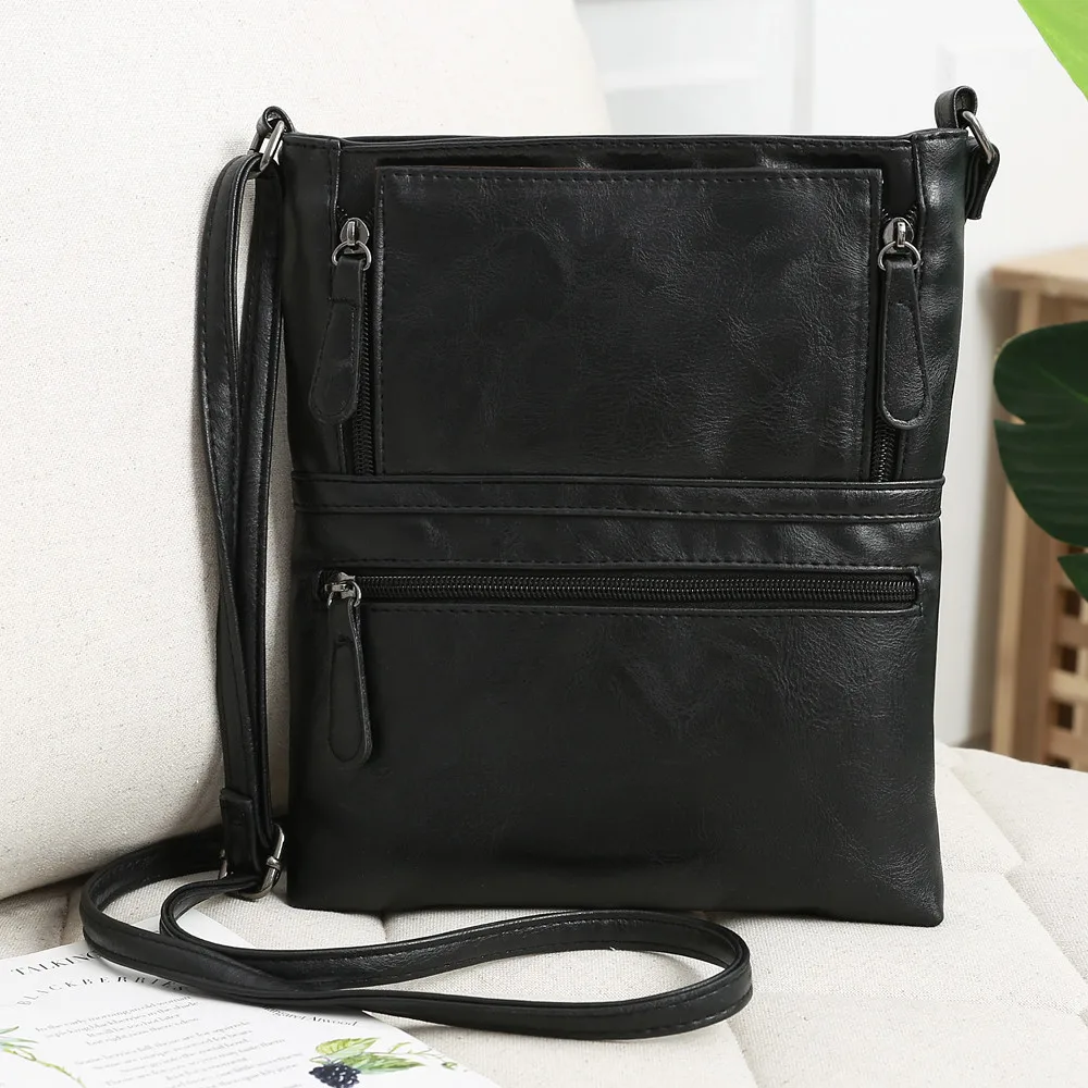 Женские сумки-мессенджеры из натуральной кожи, на молнии, для путешествий, бизнес, через плечо, сумка для женщин, Sacoche Bolsa Masculina F40 - Цвет: Черный