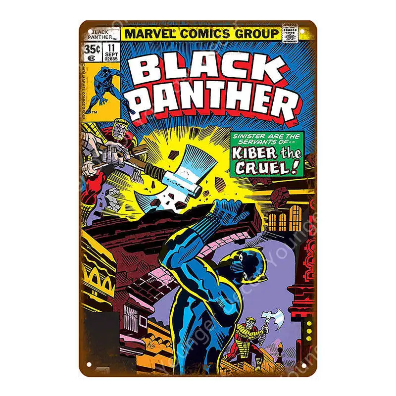 Marvel Movie Black Panther Comics Poster Metal Tin Signs Vintage Art Wall Painting For Pub Bar Home Decor Superhero Prints - Цвет: YD6071G