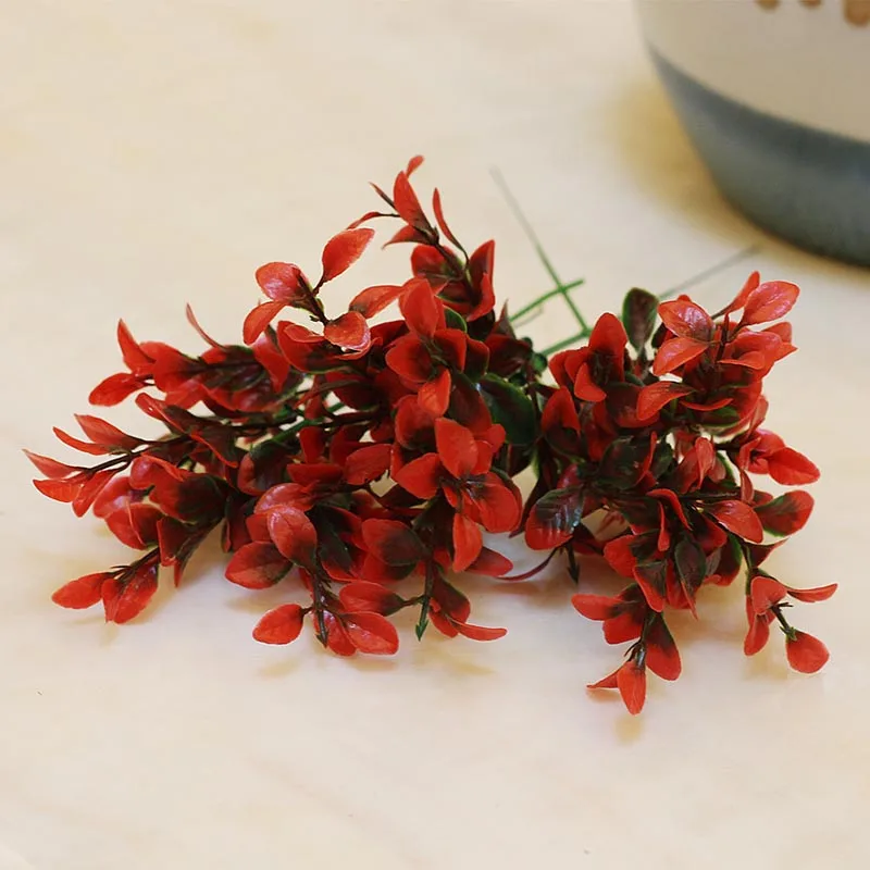 

20pcs Plastic Red Leaf Artificial Flowers for Home Wedding Party Vivid Fake Flower Decor Leaves