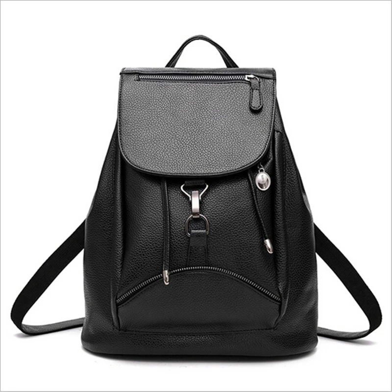 

2017 New Women Leather Backpacks Black Bolsas Mochila Feminina Large Girls Schoolbag Travel Bag Solid Femme Sac A dos Beige Red