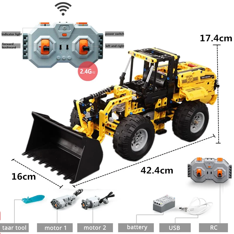 

491pcs City Engineering Technic RC Machine Car Building Blocks Bulldozer Excavator Truck Enlighten Bricks Toy