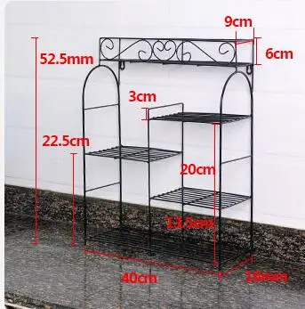 Wrought iron shelf. The shelf rack in the kitchen. Receive frame. The kitchen shelves