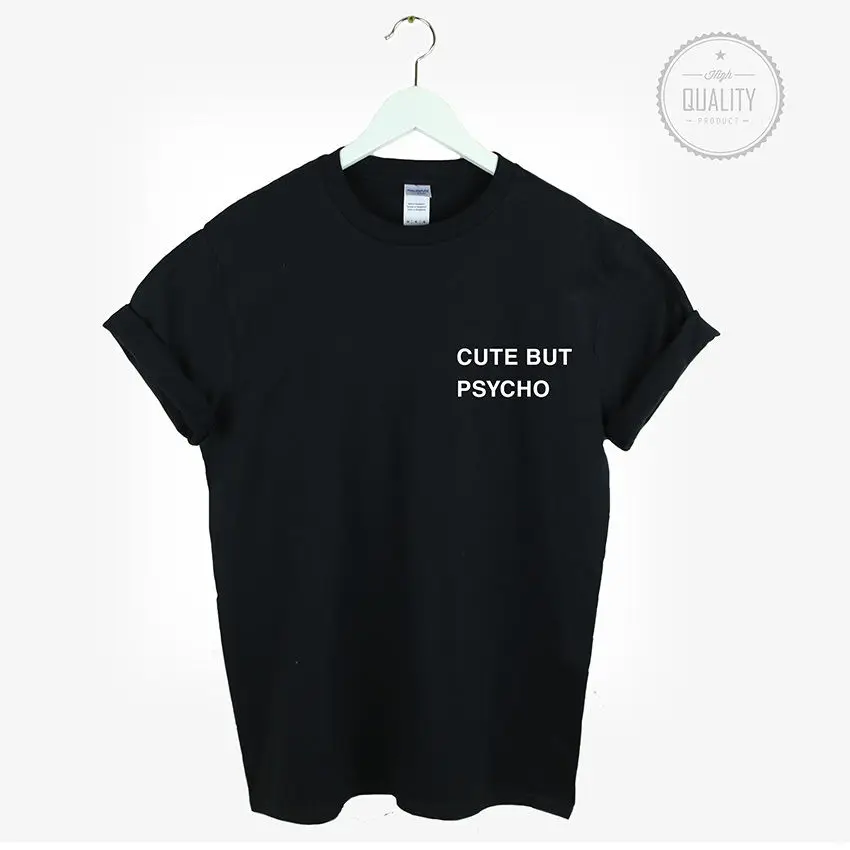 

CUTE BUT PSYCHO POCKET TSHIRT TOP HATE LOVE HIPSTER TUMBLR FASHION Unisex T Shirt Gift More Size and Colors-B054